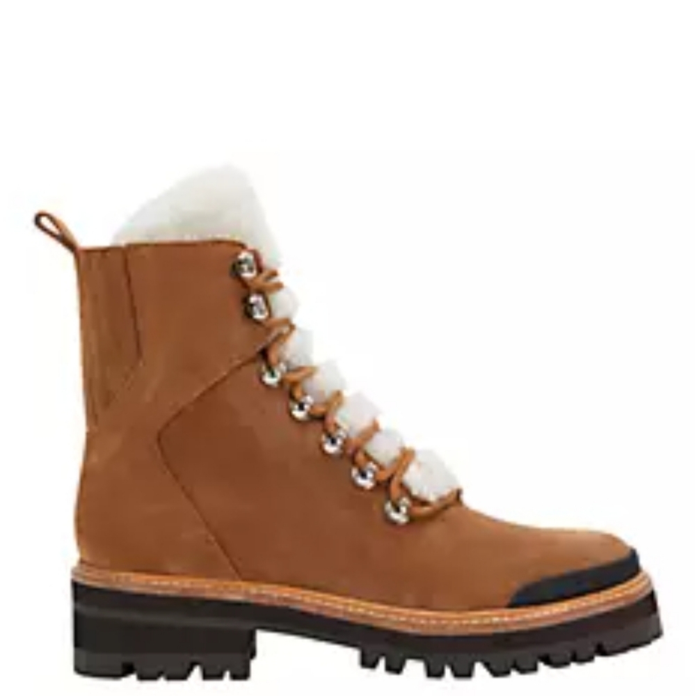 Marc Fisher Izzie Boots Hiking Suede Lug Sole Designer Shearing #38
